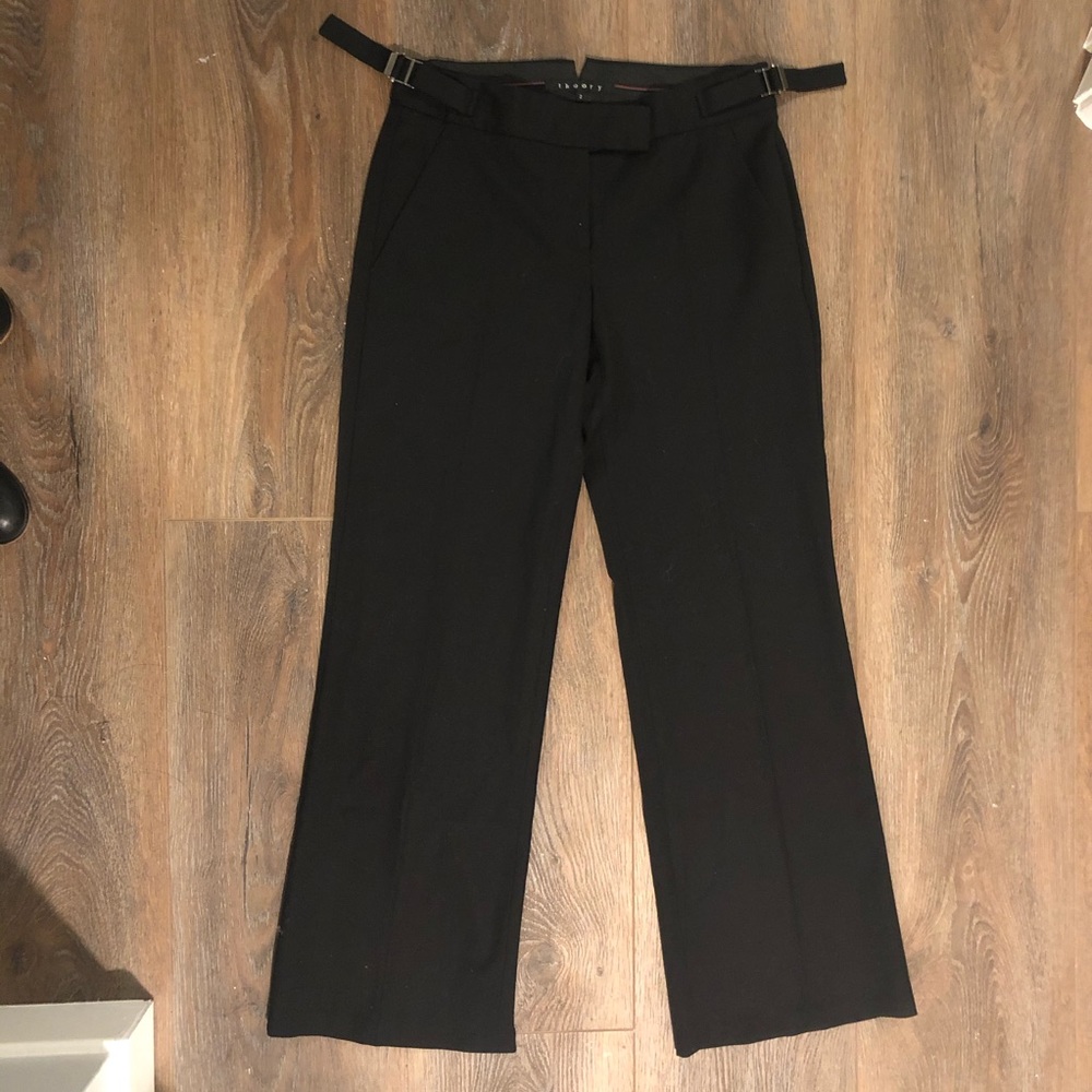 Theory Wool Boot Cut Work Pants Black